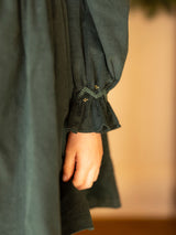 Elizabeth Blackwell Dress Pine Tree Needlecord with Nordic Sparkle Hand Smocking