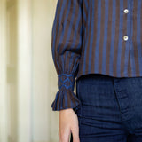 Shelley Blouse Rothko Stripe with Indigo Hand Smocking Edition 15