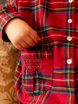 Lilly Parr Pyjamas Highland Tartan with Hearts of Gold Hand Smocking