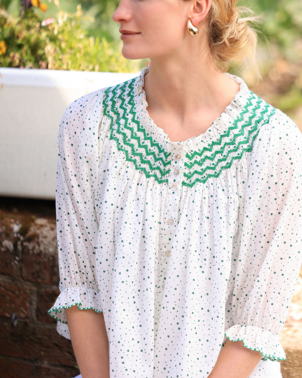 Cleopatra Blouse Frobscottle Spot with Cool as a Cucumber Hand Smocking Edition 47