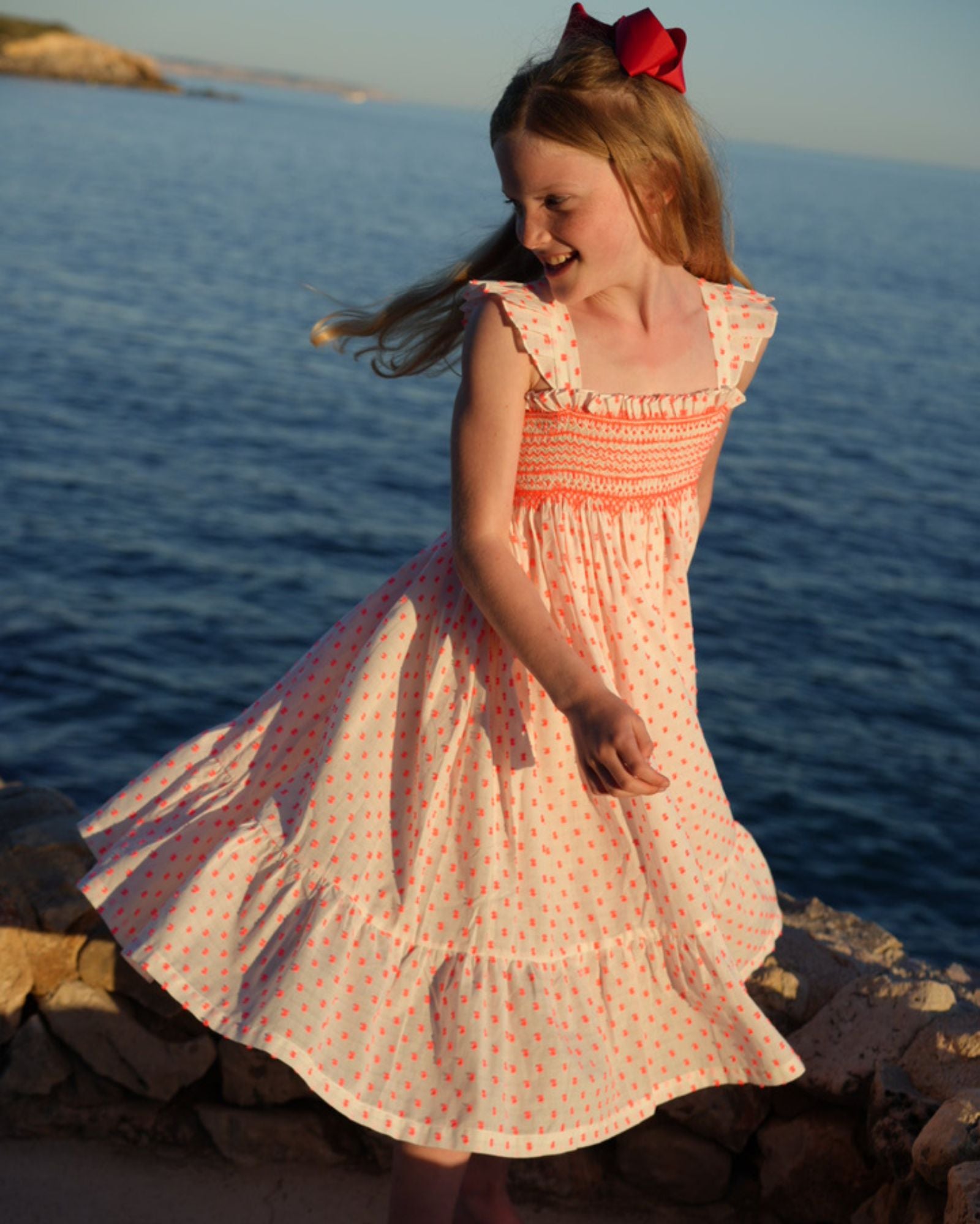Rachel Carson Girls Dress Pack a Punch Plumetti with Big Top Hand Smocking