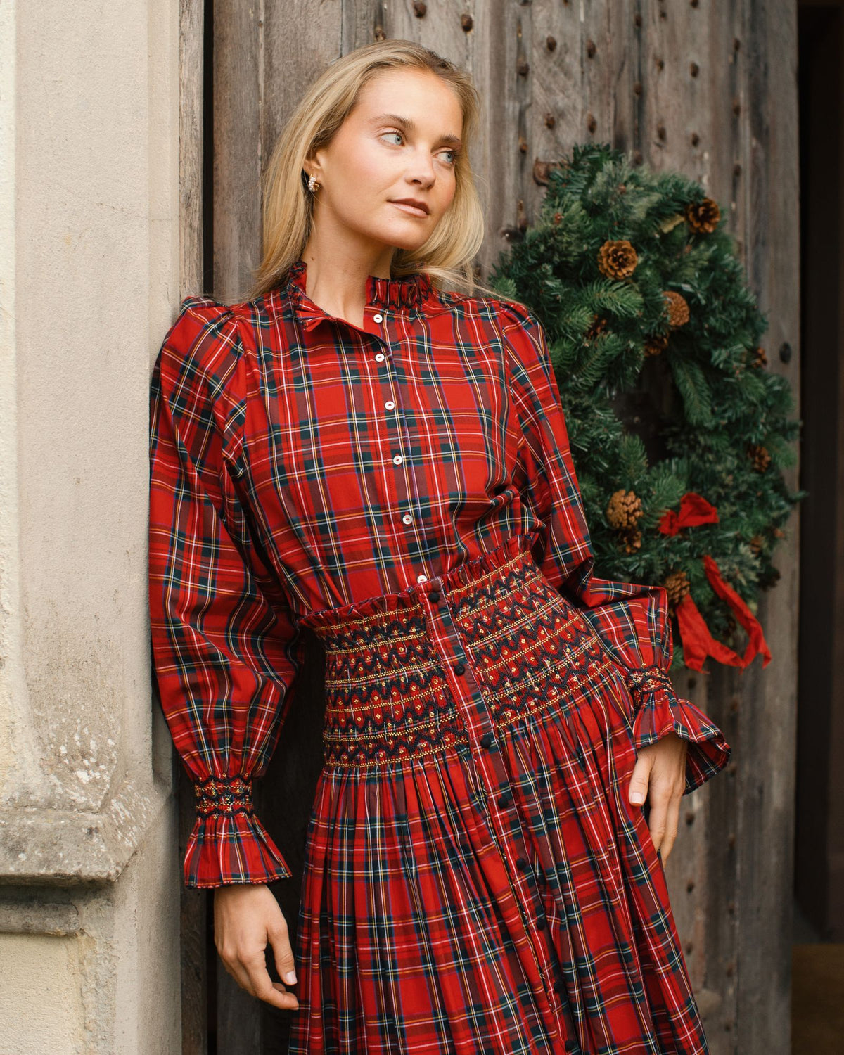 Mary Seacole Women's Skirt Royal Stewart with Nutcracker Hand smocking