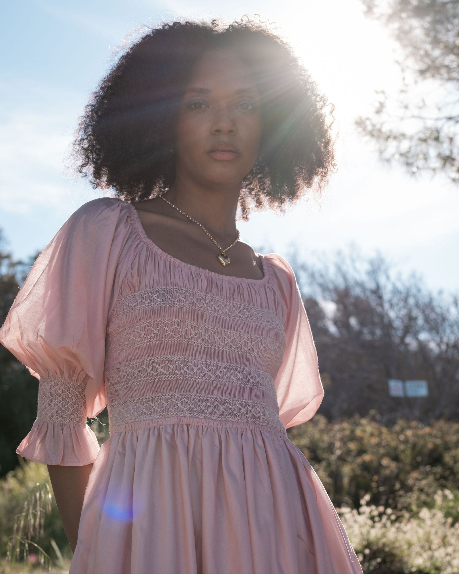 My Mulberry House x Smock London Liesl Dress Peony Pink Silk Cotton with Ivory Hand Smocking