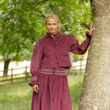 Bobbi Gibb Jacket Mulberry Needlecord with Blackberry Crumble Hand Smocking