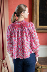 Scholl Blouse with Crimson Hand Smocking made with Liberty Wiltshire Fabric Edition 53