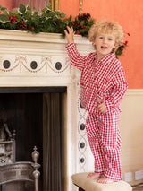Lilly Parr Pyjamas Cranberry Gingham with Snow White Hand Smocking