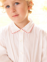 Lilly Parr Pyjamas Moonstone White with Candy Cane Trim and Hand Smocking