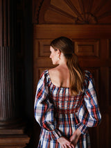 Amelia Earhart Dress Britannia Check with Winter Berry Hand Smocking