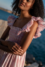 Rachel Carson Dress Candyfloss Gingham with Cocoloco hand Smocking