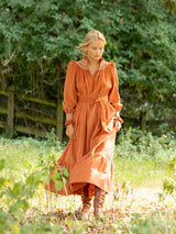 Colette Women's Dress Butterscotch Needlecord with Full Moon Hand Smocking