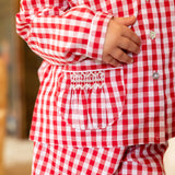 Lilly Parr Pyjamas Cranberry Gingham with Snow White Hand Smocking