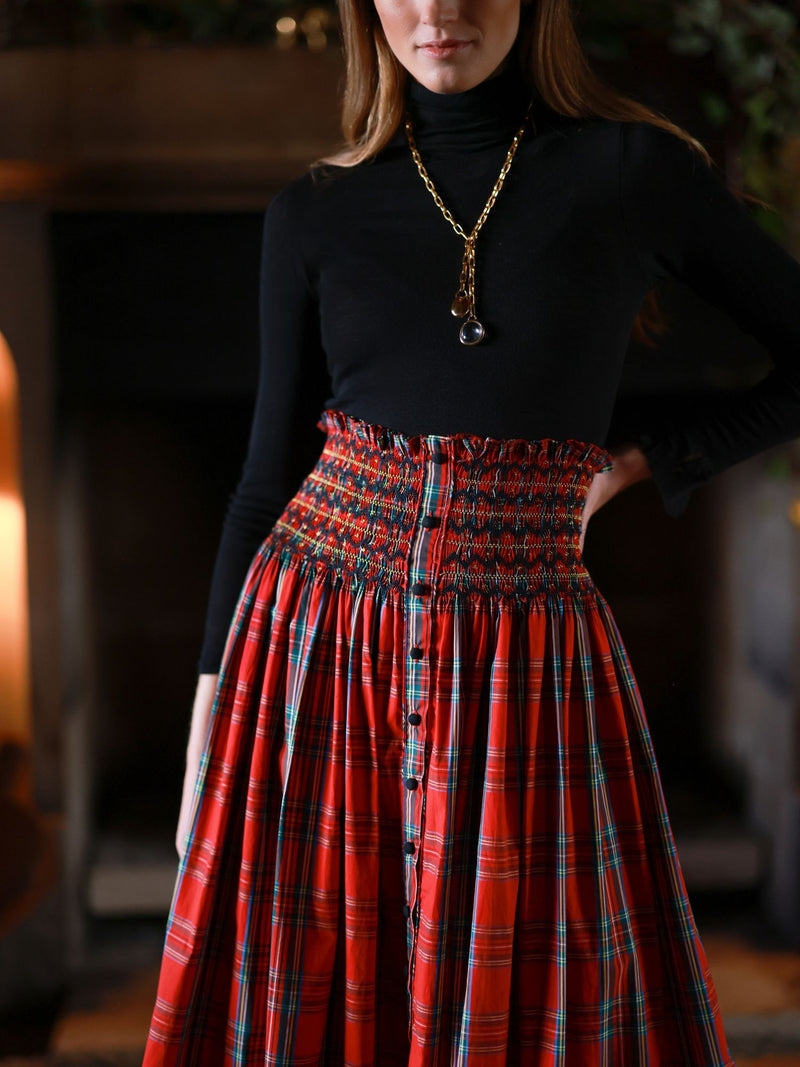 Mary Seacole Women's Skirt Royal Stewart with Nutcracker Hand smocking