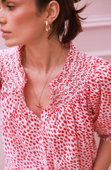 Cleopatra Blouse Pink Panther Cotton with Milkshake Hand Smocking Edition 36