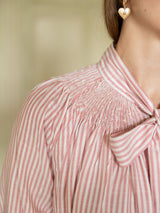 Burdett-Coutts Pussy Bow Blouse Cinnamon Stripe Cotton With Spiced Vanilla Smocking Edition 2