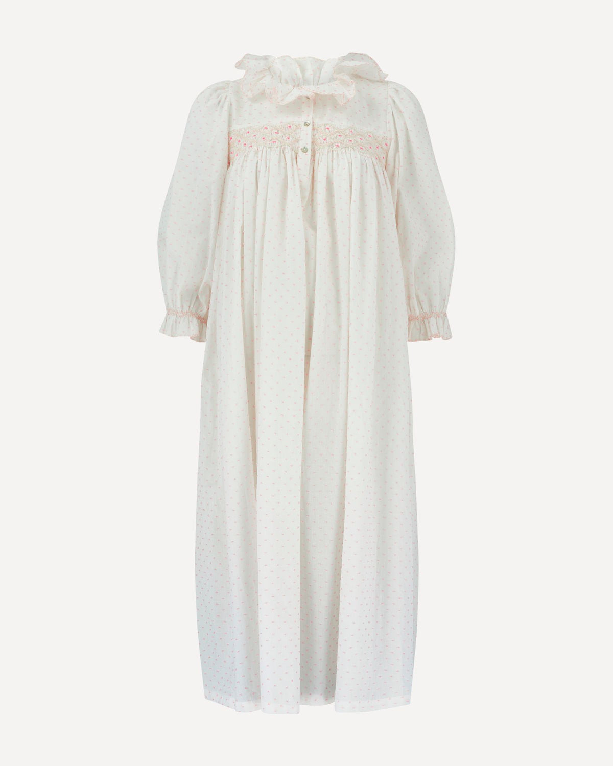 Nightingale Women's Dress Powder Puff Plumetti with Marshmallow Hand Smocking