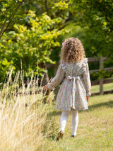 Anna Pavlova Dress Secret Garden Linen with Sweet William Hand Smocking