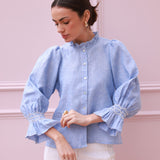 Shelley Blouse Chambray Linen with Crisp White Hand Smocking Edition 21