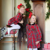 Margaret Thatcher Romper Red Royal Stewart with Nutcracker Hand Smocking