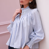 Scholl Blouse Periwinkle Ditsy with Blue Mist Hand Smocking Edition 63