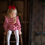 Anna Pavlova Romper Edelweiss Gingham with Precious Heart Hand Smocking