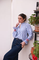 Shelley Blouse Marine Stripes with Red or Dead Hand Smocking Edition 19