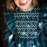 Anna Pavlova Dress Pine Tree Gingham with Hearts a Glow Hand Smocking