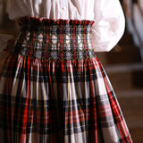 Sullivan Women's Skirt Royal Tartan with Black Gold Hand Smocking