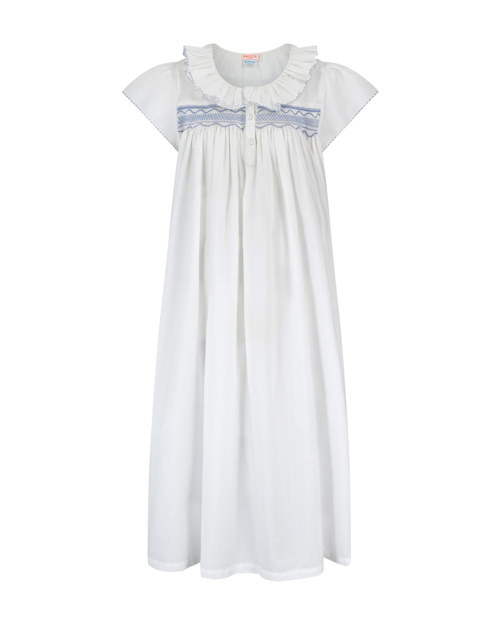 Nightingale Women's Short Sleeve Dress with Cornfower Stacked Curves Hand Smocking