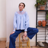 Scholl Blouse Oxford Stripe with Orange Blossom Hand Smocking Edition 62