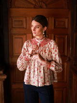 Scholl Blouse Poinsetta Posy with Scarlet Hand Smocking Edition 52