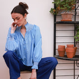 Pom x Smock London Scholl Blouse Paperwhite Ditsy with Snowdrop Hand Smocking Edition 61