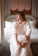 Nightingale Women's Dress Powder Puff Plumetti with Marshmallow Hand Smocking