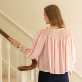 Cleopatra Blouse Cinnamon Stripes with Vanilla Spice Hand Smocking Edition 21