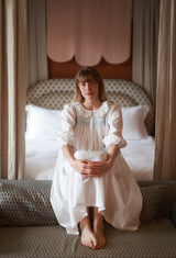 Nightingale Women's Dress Forget Me Not Plumetti with Delphinium Hand Smocking