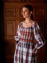 Amelia Earhart Dress Britannia Check with Winter Berry Hand Smocking