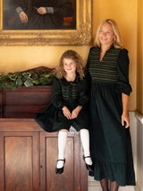 Elizabeth Blackwell Dress Pine Tree Needlecord with Nordic Sparkle Hand Smocking