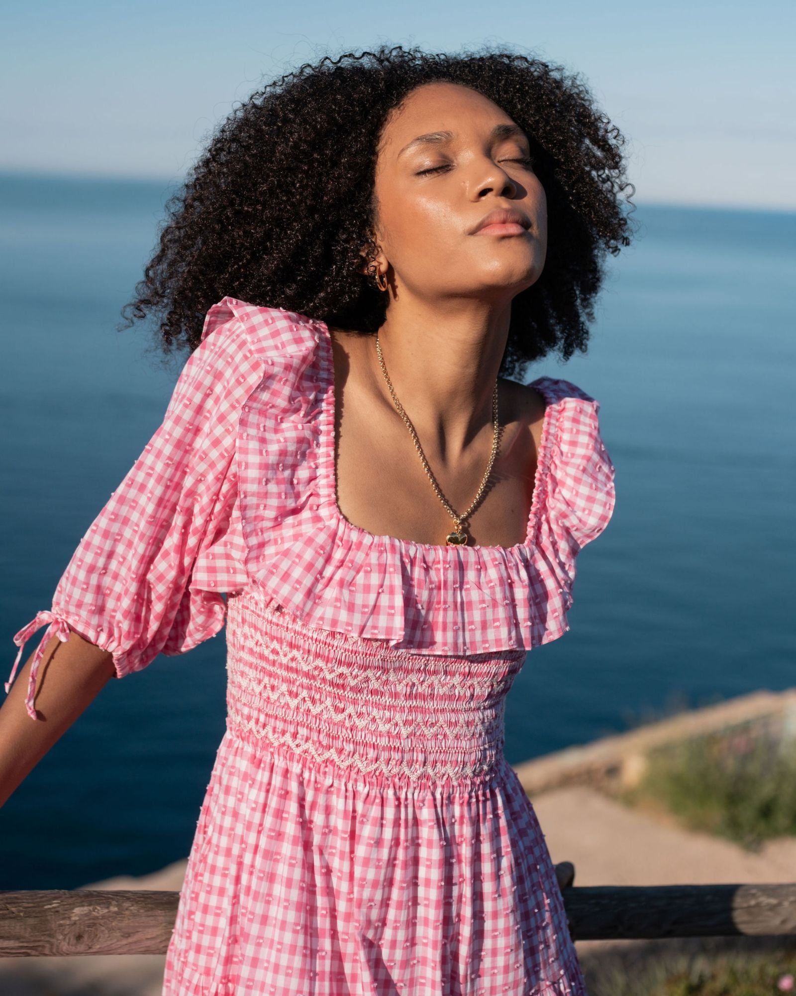 Mitford Dress Pink Puff Plumetti Gingham with Ivory Hand Smocking