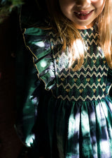 Anna Pavlova Dress Pine Tree Gingham with Hearts a Glow Hand Smocking