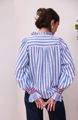 Shelley Blouse Marine Stripes with Red or Dead Hand Smocking Edition 19