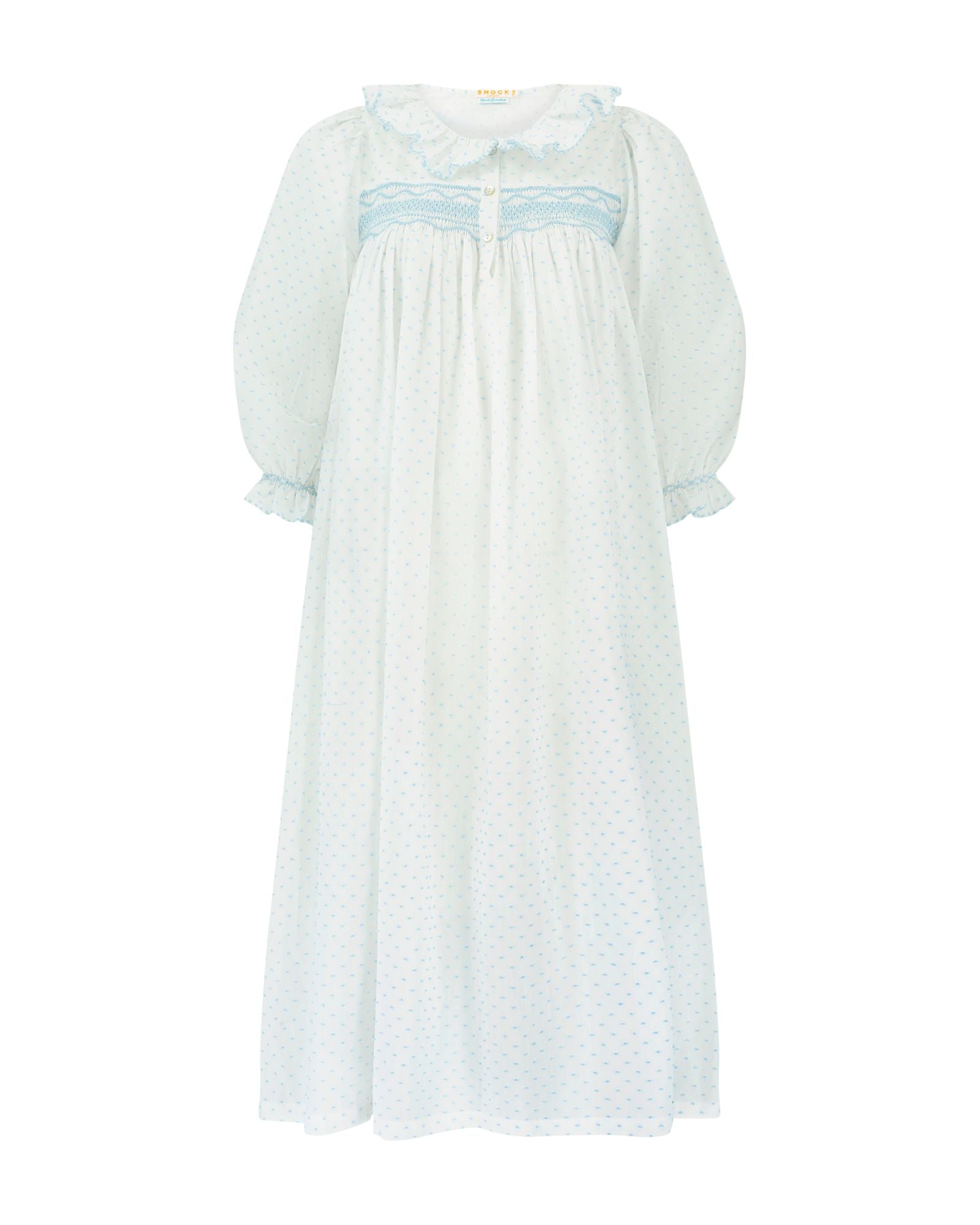 Nightingale Women's Dress Forget Me Not Plumetti with Delphinium Hand Smocking