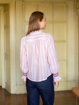 Shelley Blouse Powder Pink Stripe with Copper Beech Hand Smocking Edition 17