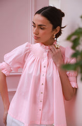 Scholl Summer Blouse Watermelon Stripe with Lemon Sorbet Hand Smocking Edition 65