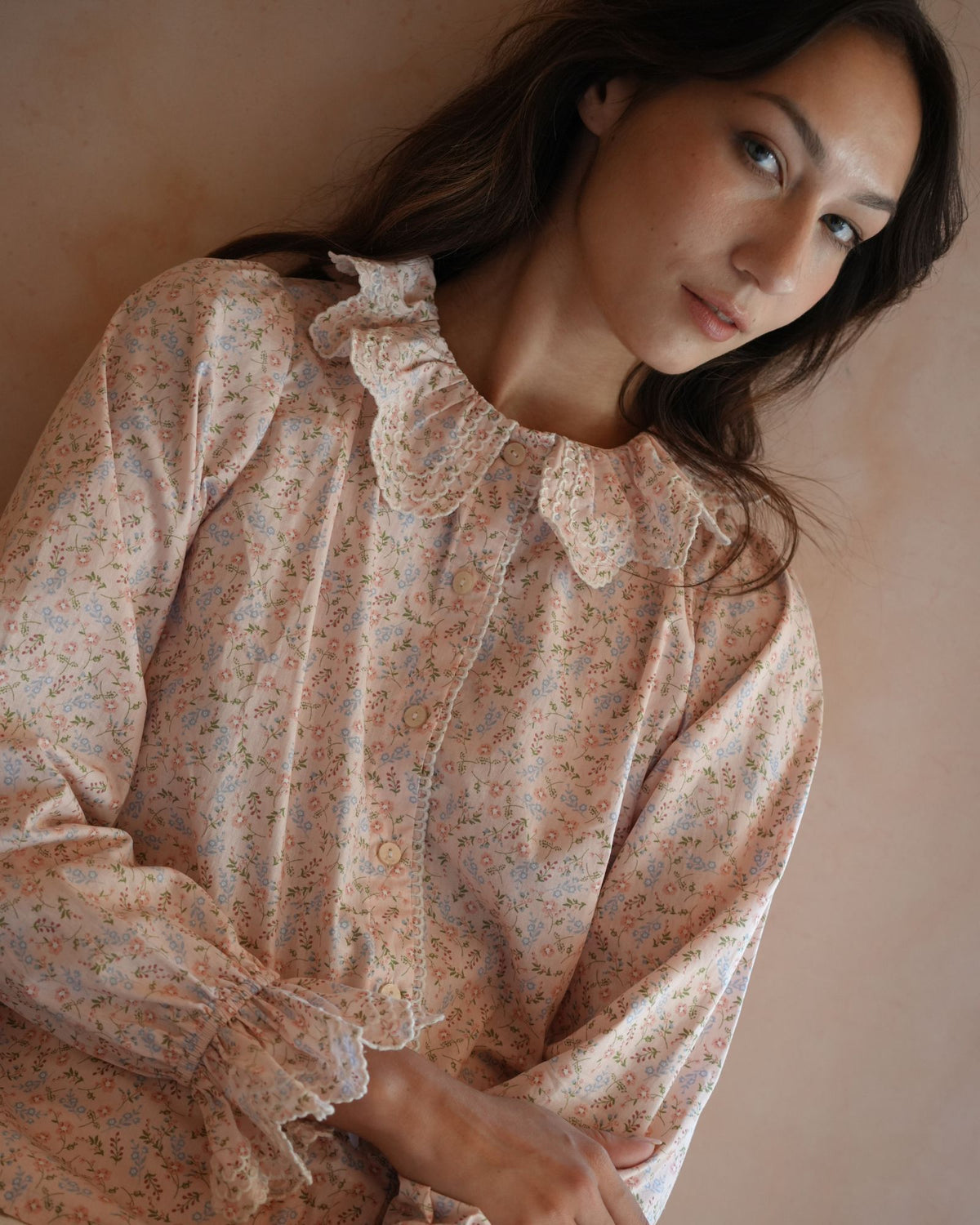 Bronte Blouse Spring Floral with Paperwhite Embroidery