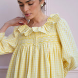 Nightingale Women's Dress Primrose Gingham with Daffodil Hand Smocking