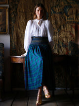 Sullivan Women's Skirt Black Watch Tartan with Royal Navy Hand Smocking