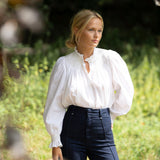 Scholl Women's Blouse White with Ivory Hand Smocking