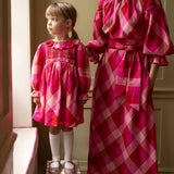 1-2y, 2-3y, 3-4y Katherine Johnson Dress Great Gingham with Crimson Bows Hand Smocking