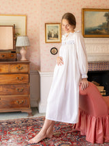 Mother Teresa Women's Nursing & Maternity Dress Long Sleeves with Mermaid Tail Forget Me Not Hand Smocking