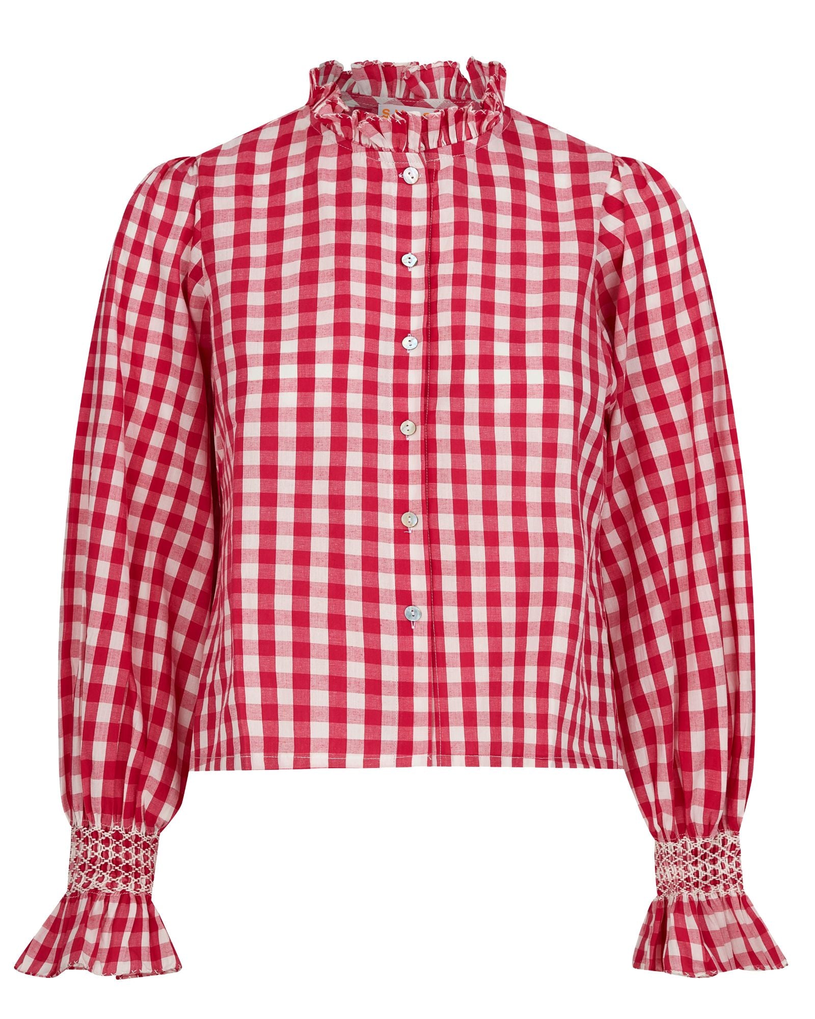 Shelley Blouse Raspberry Gingham with Milk Hand Smocking Edition 20
