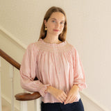 Cleopatra Blouse Cinnamon Stripes with Vanilla Spice Hand Smocking Edition 21